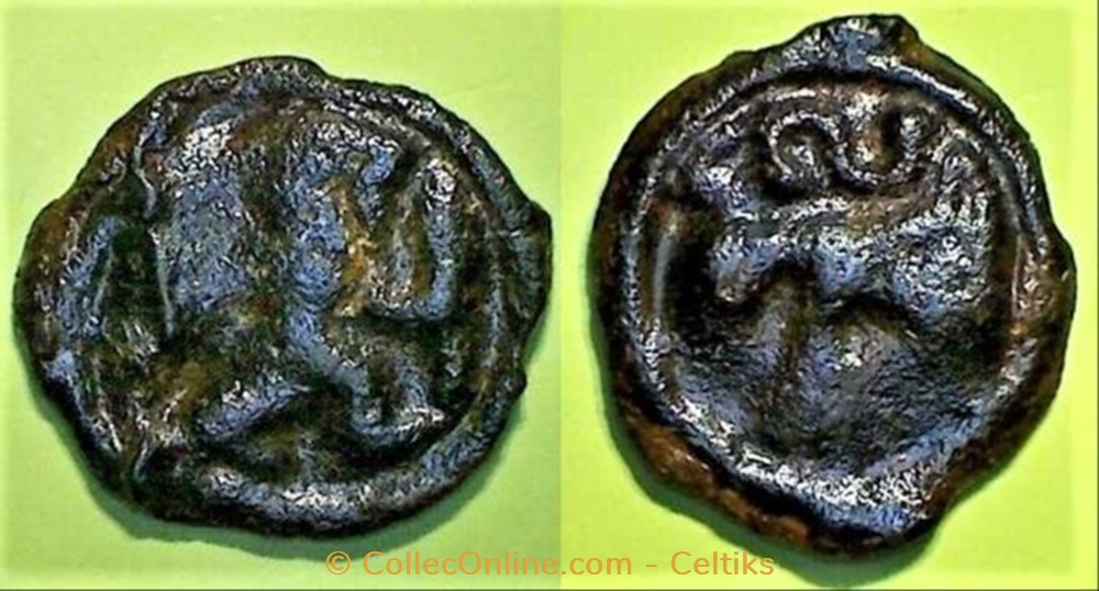 moule cassé - potin au guerrier courant monnaie antique av jc ap gauloise moule casse potin au guerrier courant