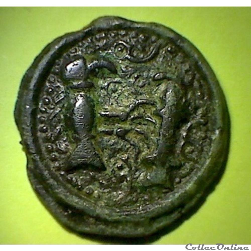 serie 35 DT 213 A potin à l'oiseau et au poisson et animaux tête bêche monnaie antique gauloise serie 35 dt 213 a potin a oiseau et au poisson et animaux tete beche