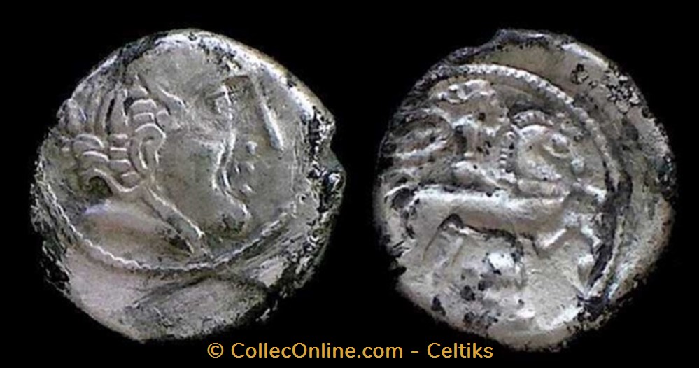 drachme au cavalier et à la main - A monnaies antiques celtes drachme au cavalier et a la main a