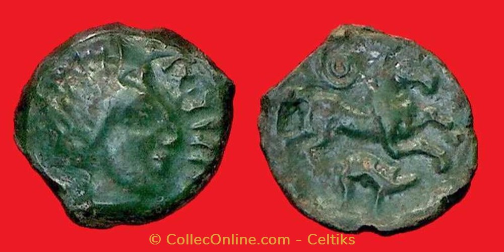 bronze IX TITIVS au cheval et au sanglier monnaies antiques celtes bronze ix titivs au cheval et au sanglier