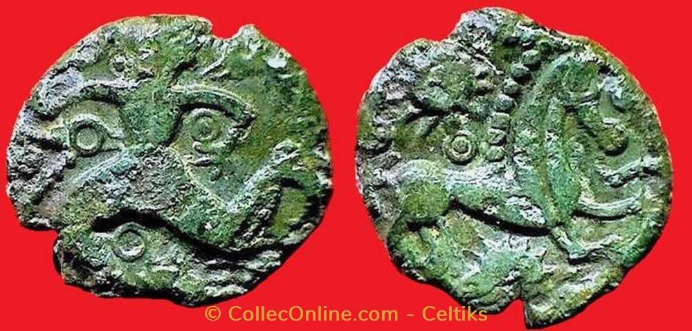 bronze au personnage courant à gauche * monnaies antiques celtes bronze au personnage courant a gauche