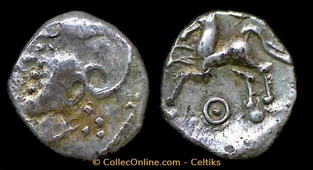 denier à la tête casquée - type 1b monnaies antiques celtes denier a la tete casquee type 1b