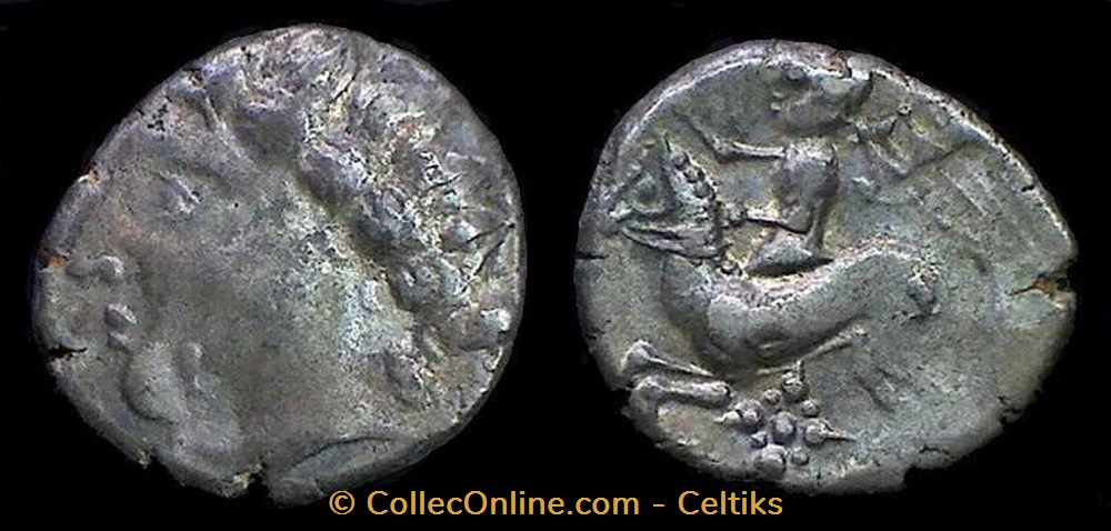 drachme au cavalier ailé et au fleuron monnaies antiques celtes drachme au cavalier aile et au fleuron