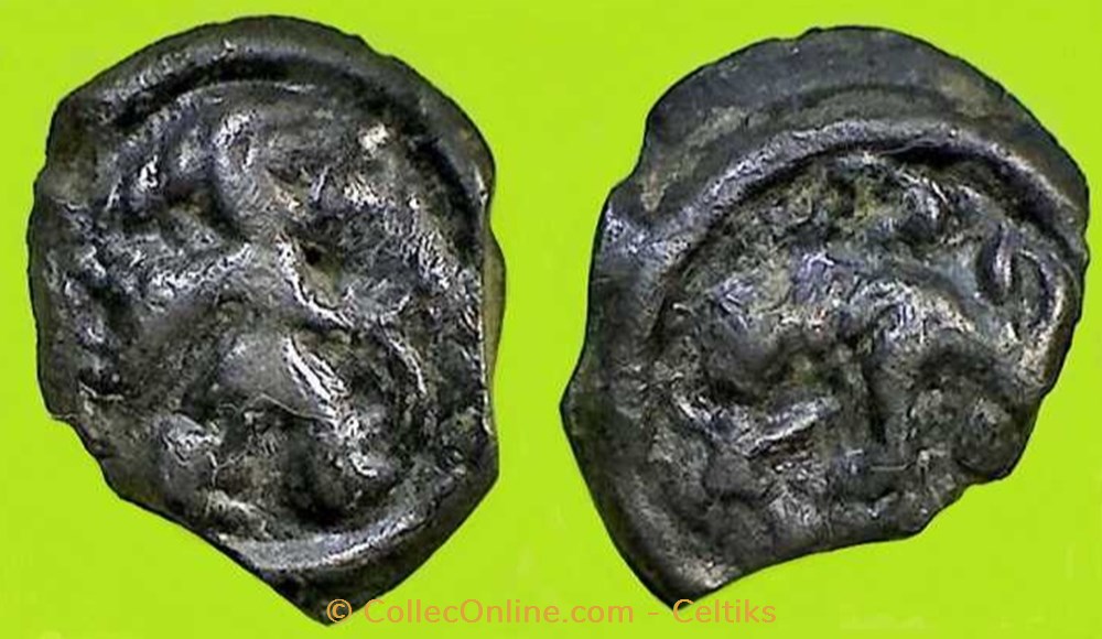 potin au guerrier courant et à l'élan * monnaies antiques celtes potin au guerrier courant et a elan