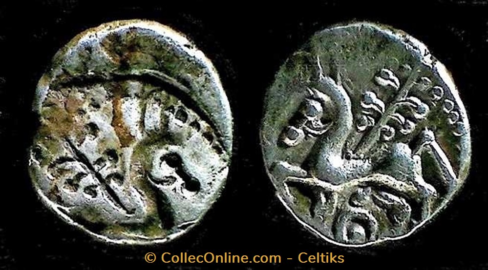 incus - denier au rameau et à l'annelet pointé monnaies antiques celtes incus denier au rameau et a annelet pointe