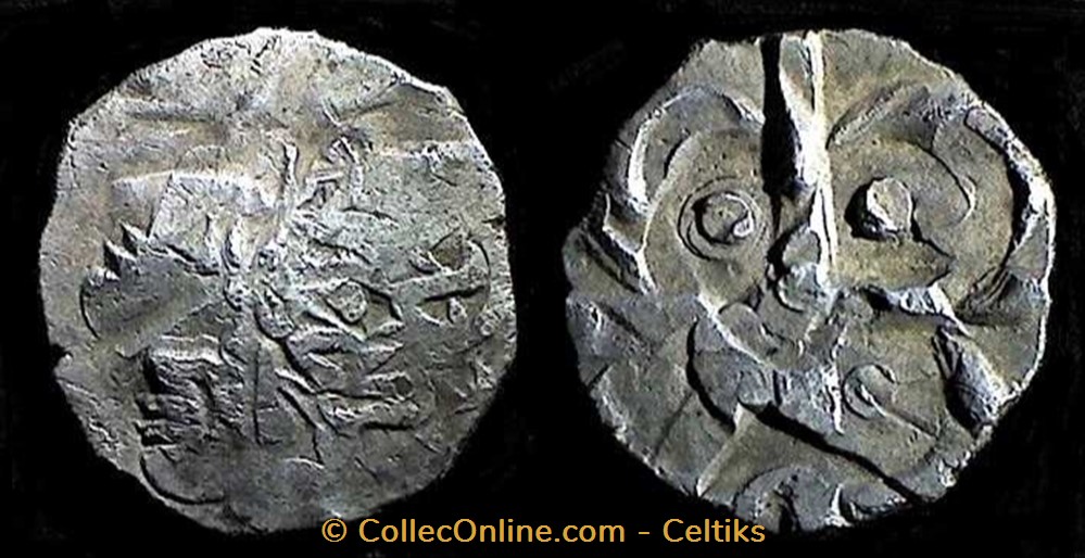 double frappe - drachme à la tête négroïde monnaie antique av jc gauloise double frappe drachme a la tete negroide