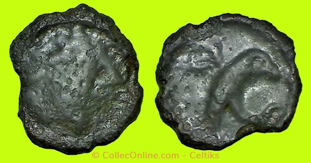potin à l'oiseau - b var monnaies antiques celtes potin a oiseau b var