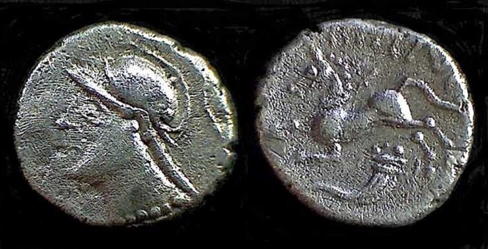 monnaies antiques celtes denier belinoc a la corne abondance