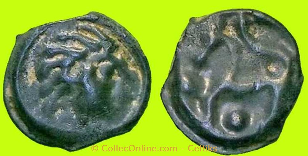 potin à la tête d'indien au nez en esse monnaies antiques celtes potin a la tete indien au nez en esse
