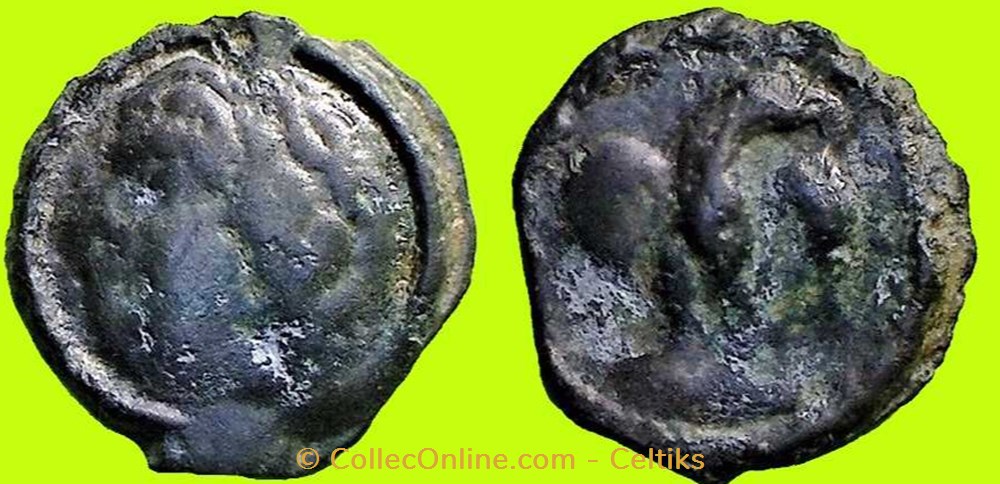 potin tête frisée et à l'aigle de face monnaies antiques celtes potin tete frisee et a aigle de face