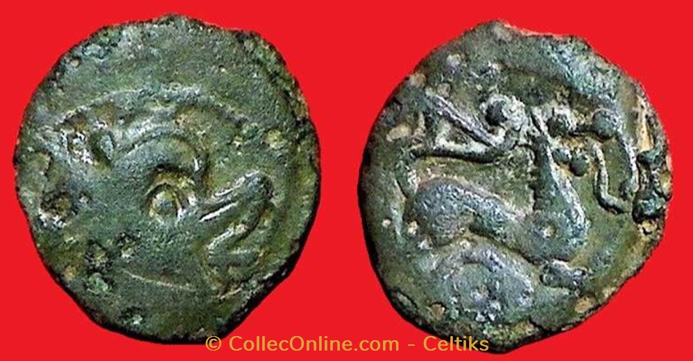 bronze au loup au cheval et au fleuron monnaies antiques celtes bronze au loup au cheval et au fleuron