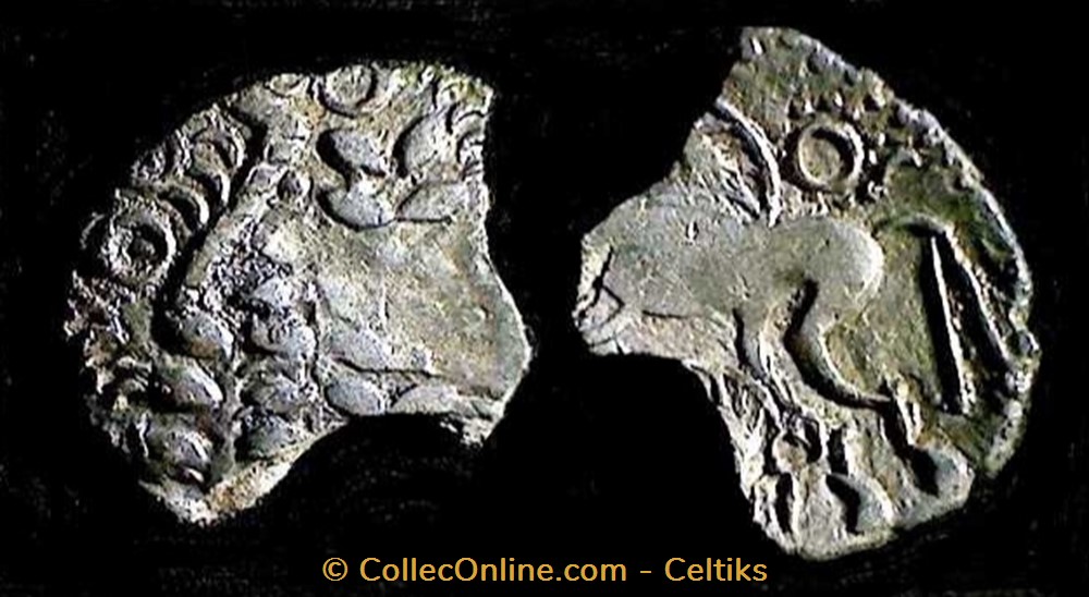 monnaies antiques celtes lamellaire au cheval et au sanglier