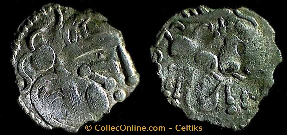 lamellaire à la tête de PALLAS - a monnaies antiques celtes lamellaire a la tete de pallas a