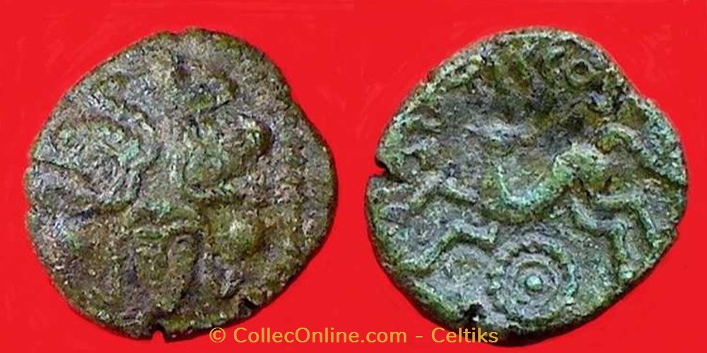 bronze SVTICCOS aux trois têtes monnaies antiques celtes bronze svticcos aux trois tetes