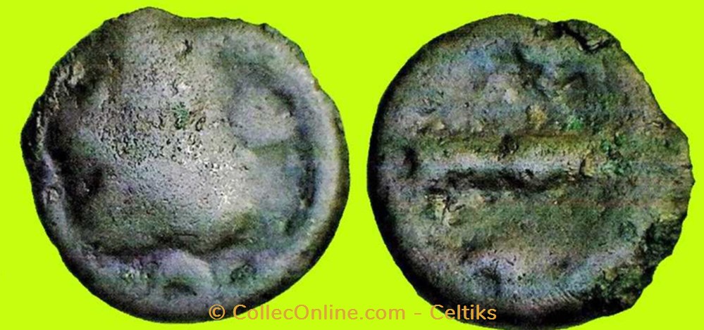 monnaies antiques celtes potin tete degeneree et aux croissants