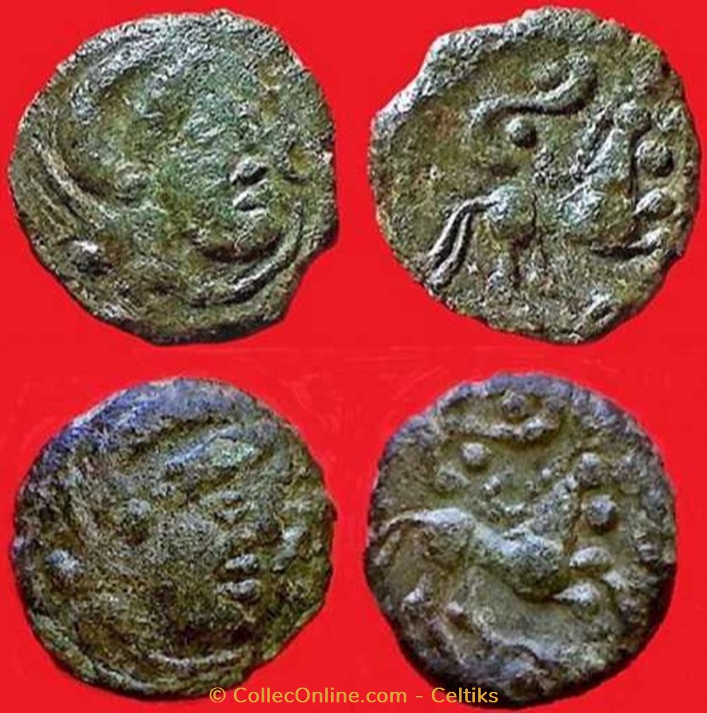 bronze à la tête casquée et au cheval monnaies antiques celtes bronze a la tete casquee et au cheval
