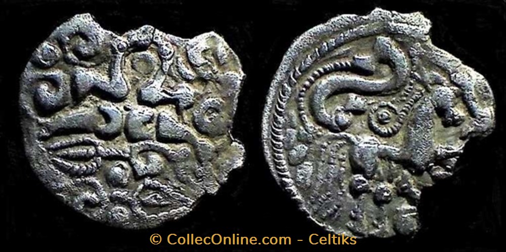 DT 434 - lamellaire aux chevaux affrontés monnaie antique av jc ap gauloise dt 434 lamellaire aux chevaux affrontes
