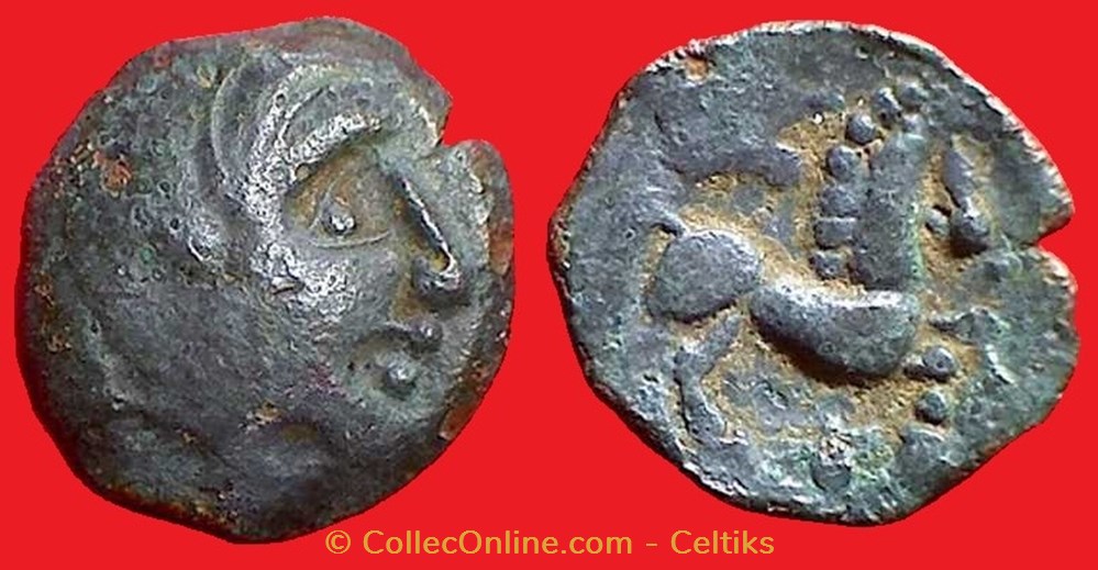 monnaies antiques celtes bronze au cheval et a la tete de loup