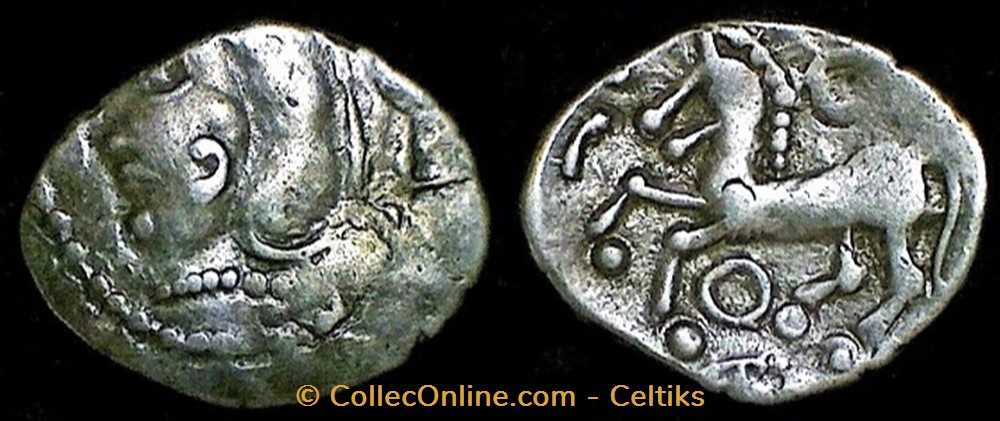 denier à la tête casquée - type 3 monnaies antiques celtes denier a la tete casquee type 3