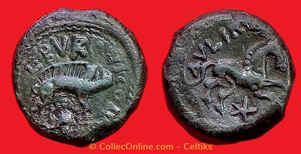 semis au sanglier enseigne et au cheval EBVROVICOS / AVLIRCO monnaies antiques celtes semis au sanglier enseigne et au cheval ebvrovicos avlirco