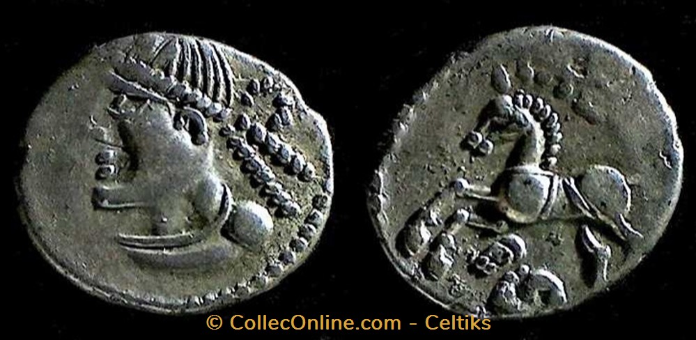 denier CALEDV à la tête casquée monnaies antiques celtes denier caledv a la tete casquee