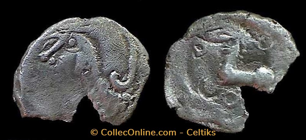 denier à la tête casquée - type 4 * monnaies antiques celtes denier a la tete casquee type 4