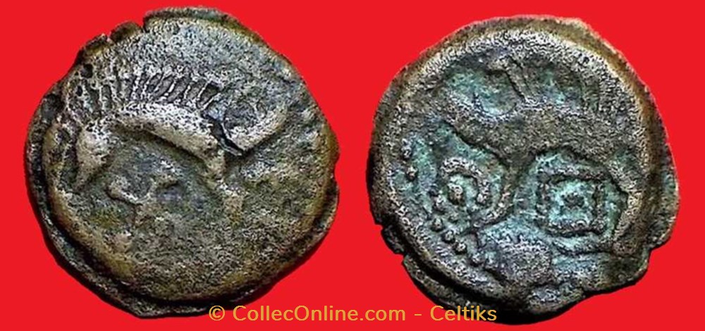 bronze aux sangliers de SAINT ANDREE sur CAILLY - a monnaies antiques celtes bronze aux sangliers de saint andree sur cailly a