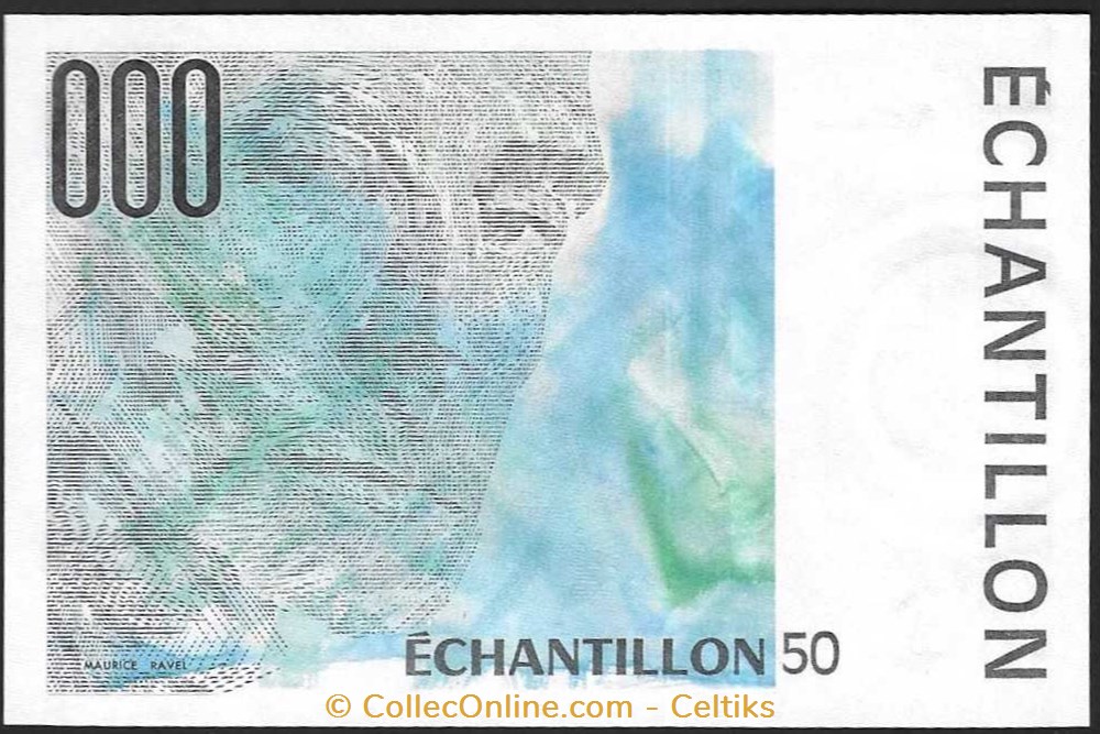 échantillon 50 francs RAVEL billets europe france echantillon 50 francs ravel