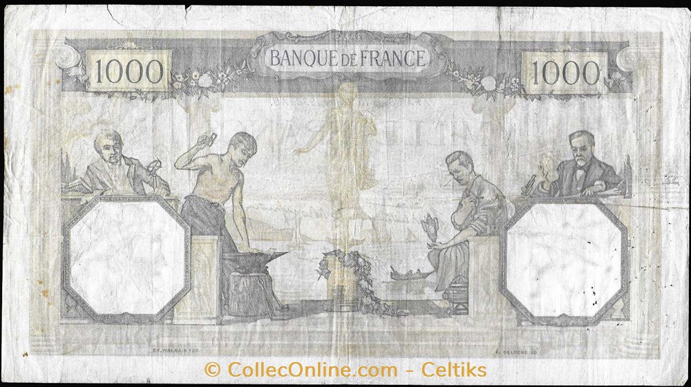 1000 francs ( CERES et MERCURE ) - type 1927 modifié billets europe france 1000 francs ceres et mercure type 1927 modifie