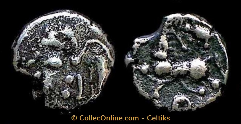 monnaies antiques celtes fraction a la tete coupee