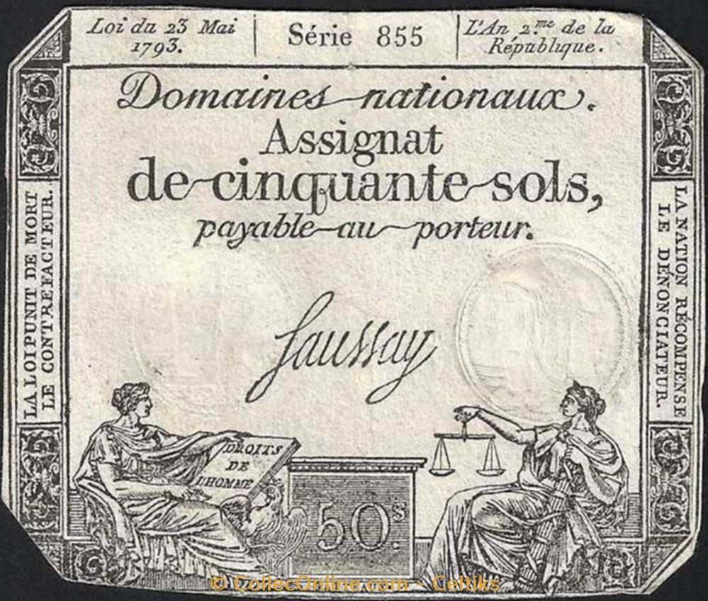 billets europe france assignat cinquante sols