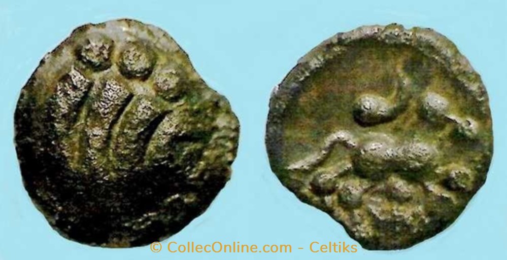 quart de statère aux segments de cercles - 07 monnaies antiques celtes quart de statere aux segments de cercles 07