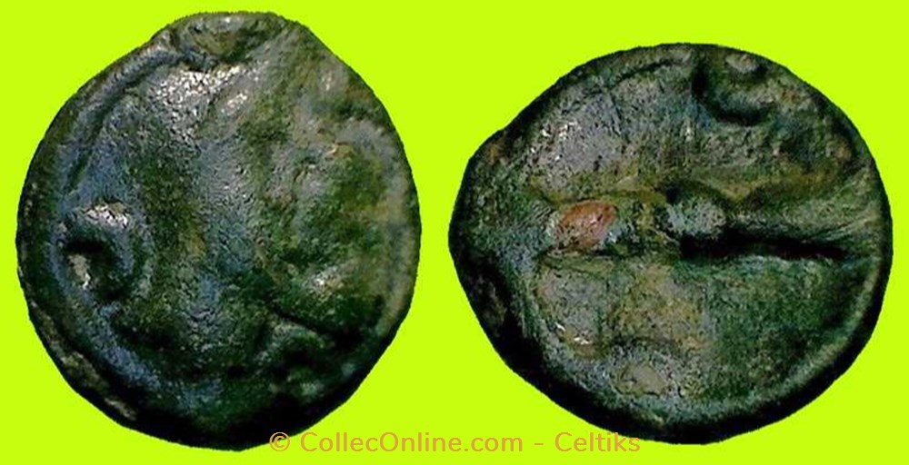 monnaies antiques celtes potin tete degeneree et aux croissants