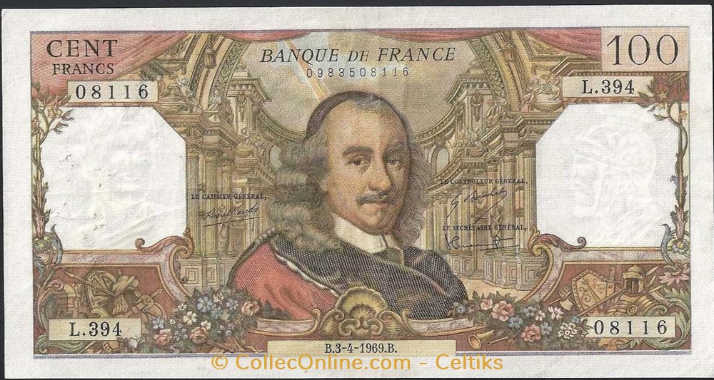 100 francs ( CORNEILLE ) - type 1964 billets europe france 100 francs corneille type 1964