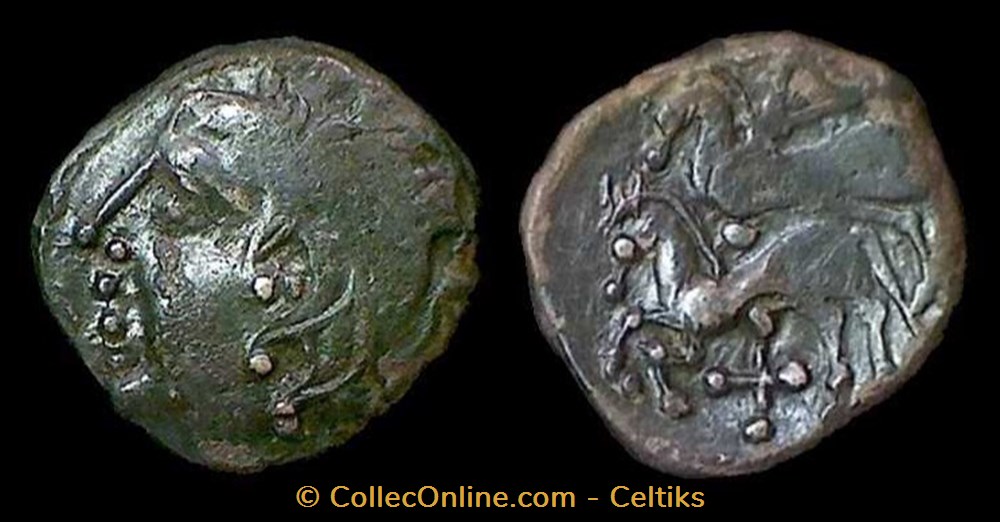 monnaies antiques celtes drachme aux deux chevaux et au triskele tete a gauche