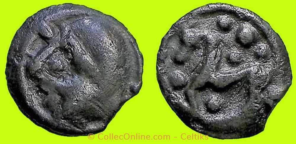monnaies antiques celtes potin tete casquee et au cheval