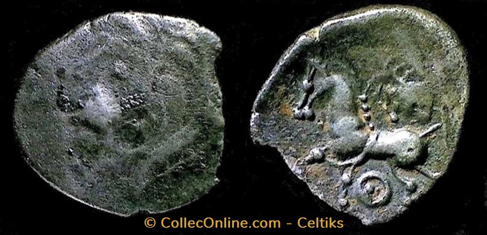 monnaies antiques celtes fraction a la petite tete coupee