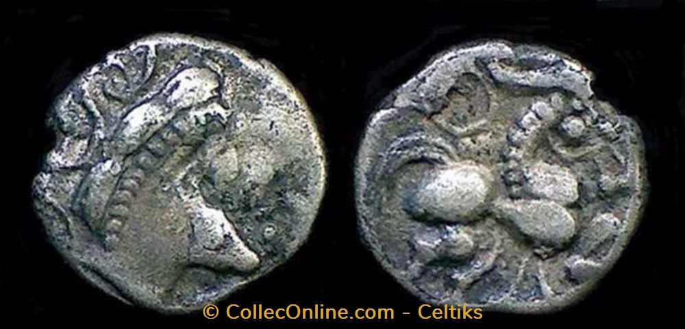 monnaies antiques celtes fraction a la tete diademee et au cheval