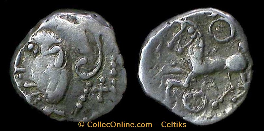 denier à la tête casquée - type 3a monnaies antiques celtes denier a la tete casquee type 3a