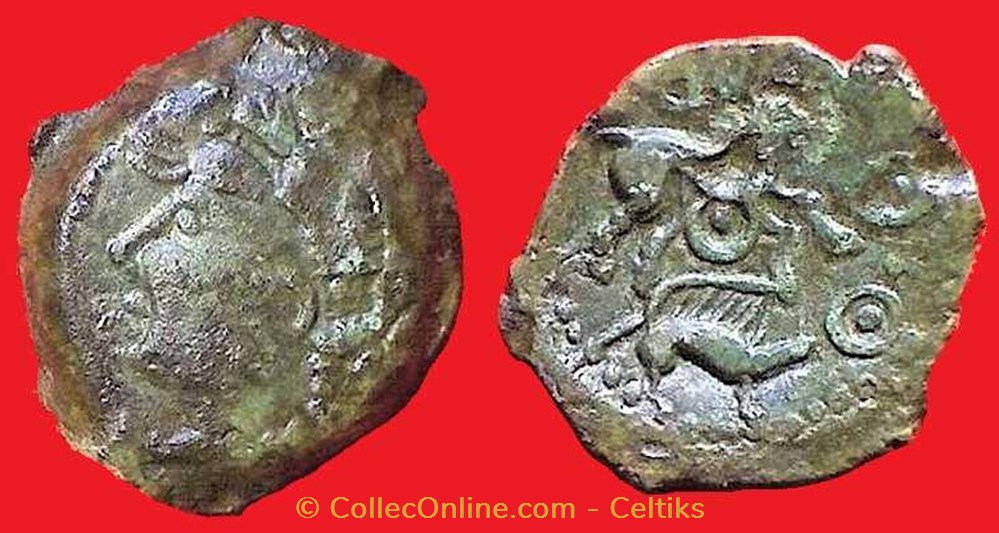 bronze au cheval et au sanglier - b monnaies antiques celtes bronze au cheval et au sanglier b