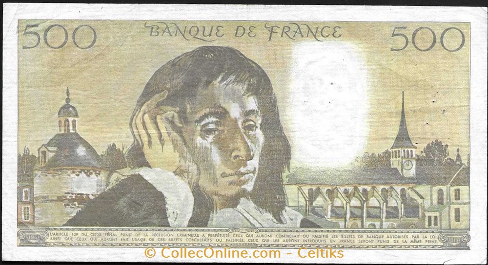 500 francs ( PASCAL ) - type 1968 billets europe france 500 francs pascal type 1968