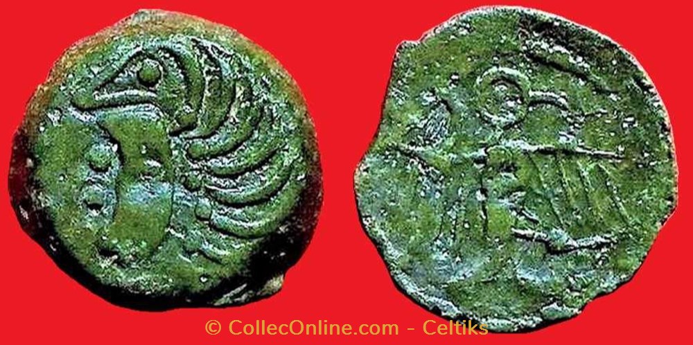 bronze à l'aigle et à la rouelle tête à gauche monnaies antiques celtes bronze a aigle et a la rouelle tete a gauche