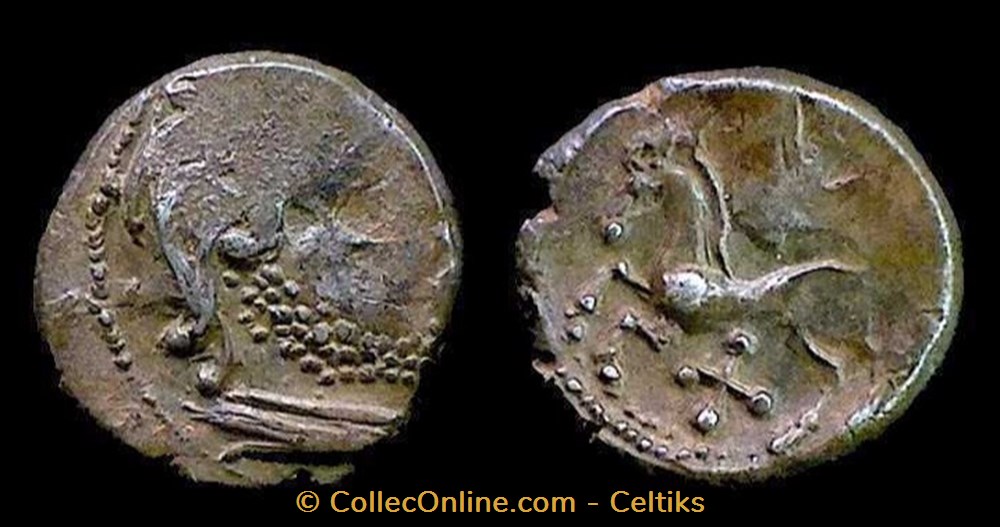 monnaies antiques celtes drachme aux deux chevaux tete barbue