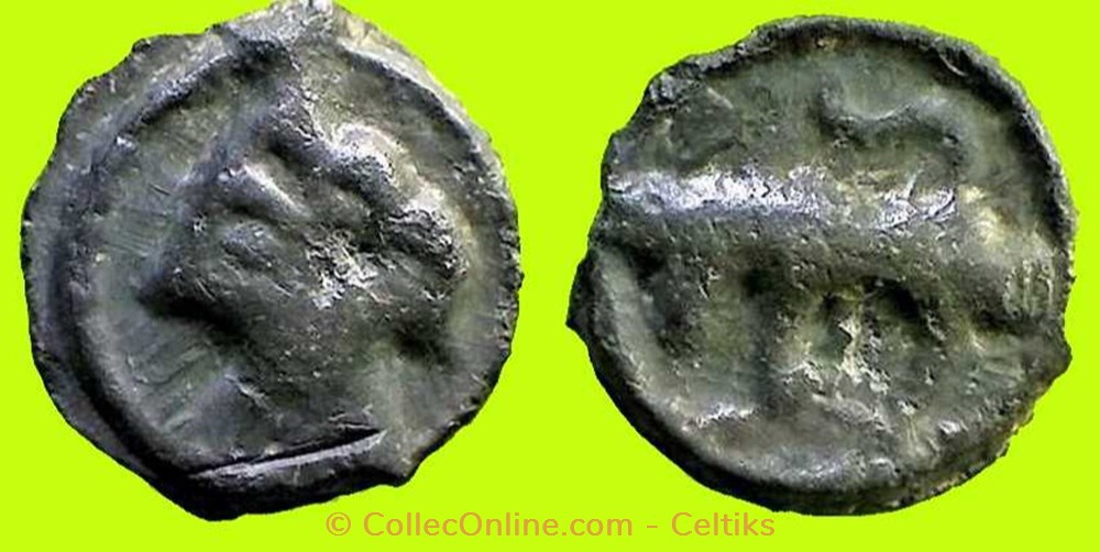 potin à la tête diabolique - cl 1 a var monnaies antiques celtes potin a la tete diabolique cl 1 a var