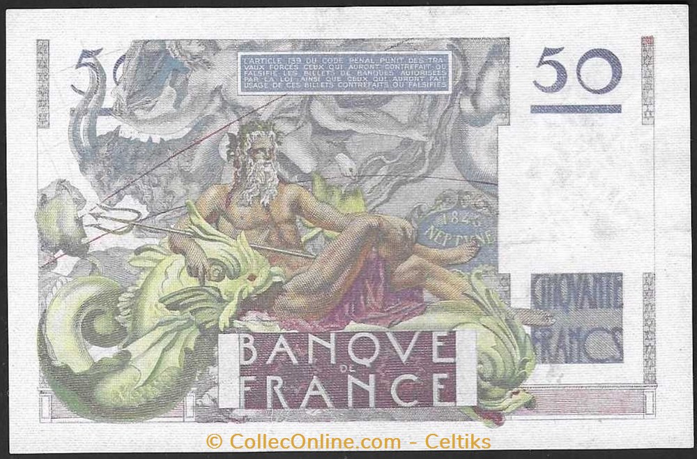 50 francs ( LE VERRIER ) - type 1946 billets europe france 50 francs le verrier type 1946