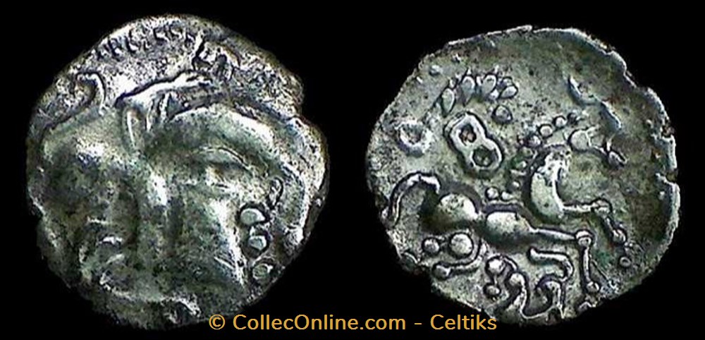 lamellaire à la tête de PALLAS - b monnaies antiques celtes lamellaire a la tete de pallas b