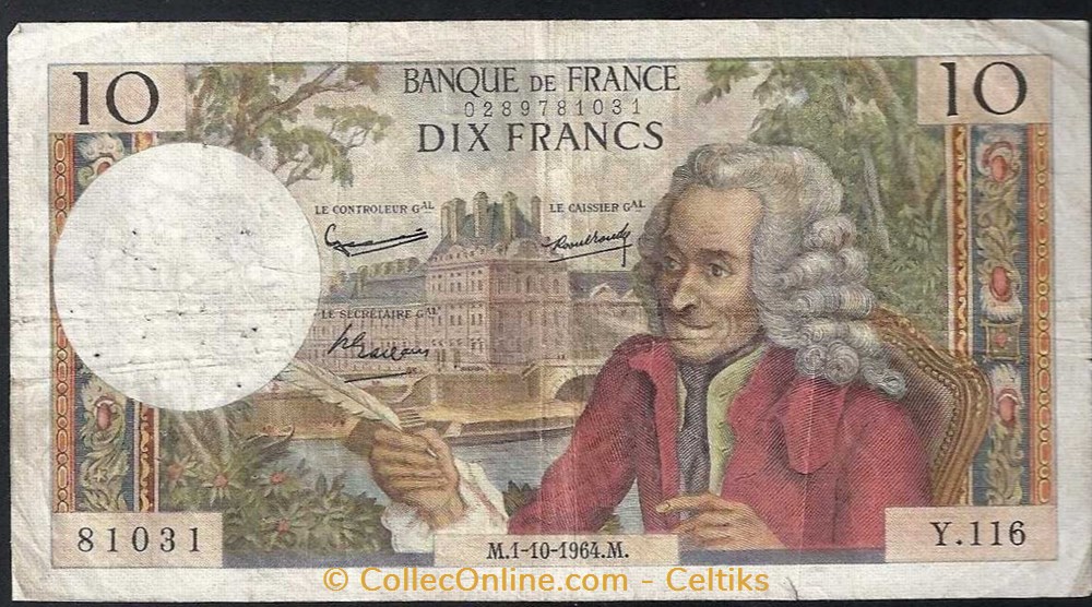 10 francs ( VOLTAIRE ) - type 1963 billets europe france 10 francs voltaire type 1963