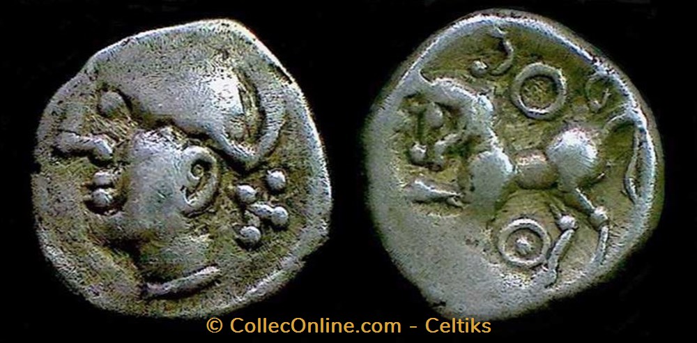 denier à la tête casquée - type 1a monnaies antiques celtes denier a la tete casquee type 1a