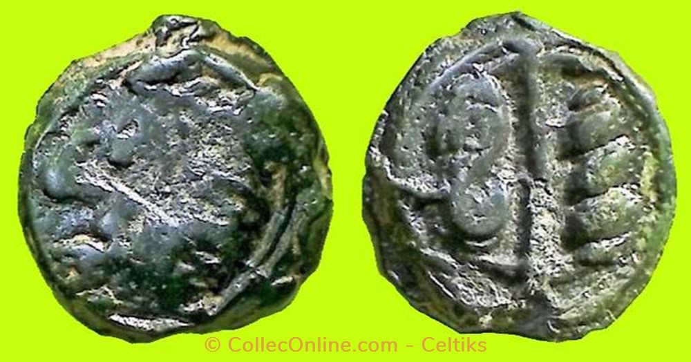 double empreintes - potin aux chevrons tête hirsute monnaies antiquite av jc ap celtes double empreintes potin aux chevrons tete hirsute