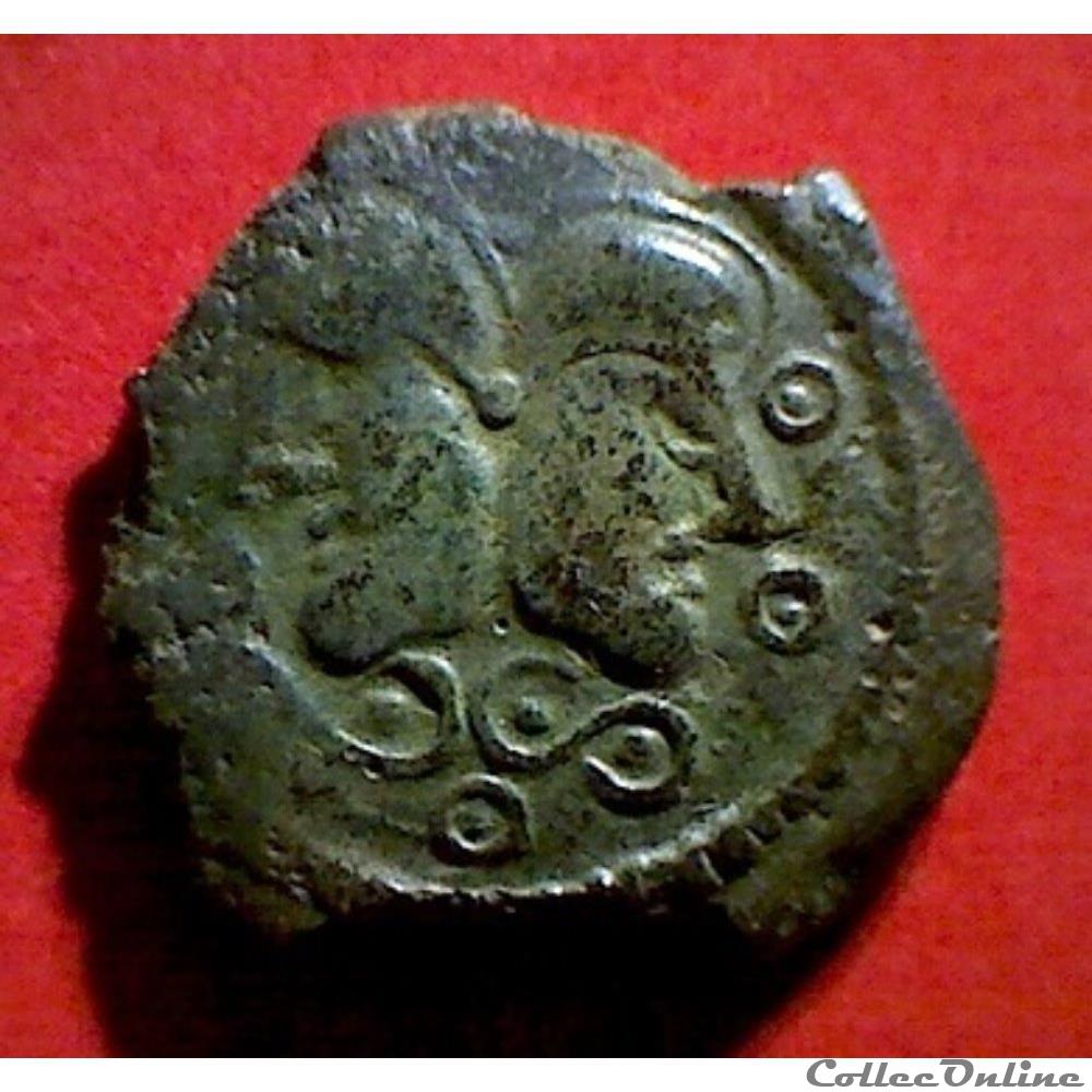 série 65 DT 563 var bronze à la tête janiforme monnaie antique gauloise serie 65 dt 563 var bronze a la tete janiforme
